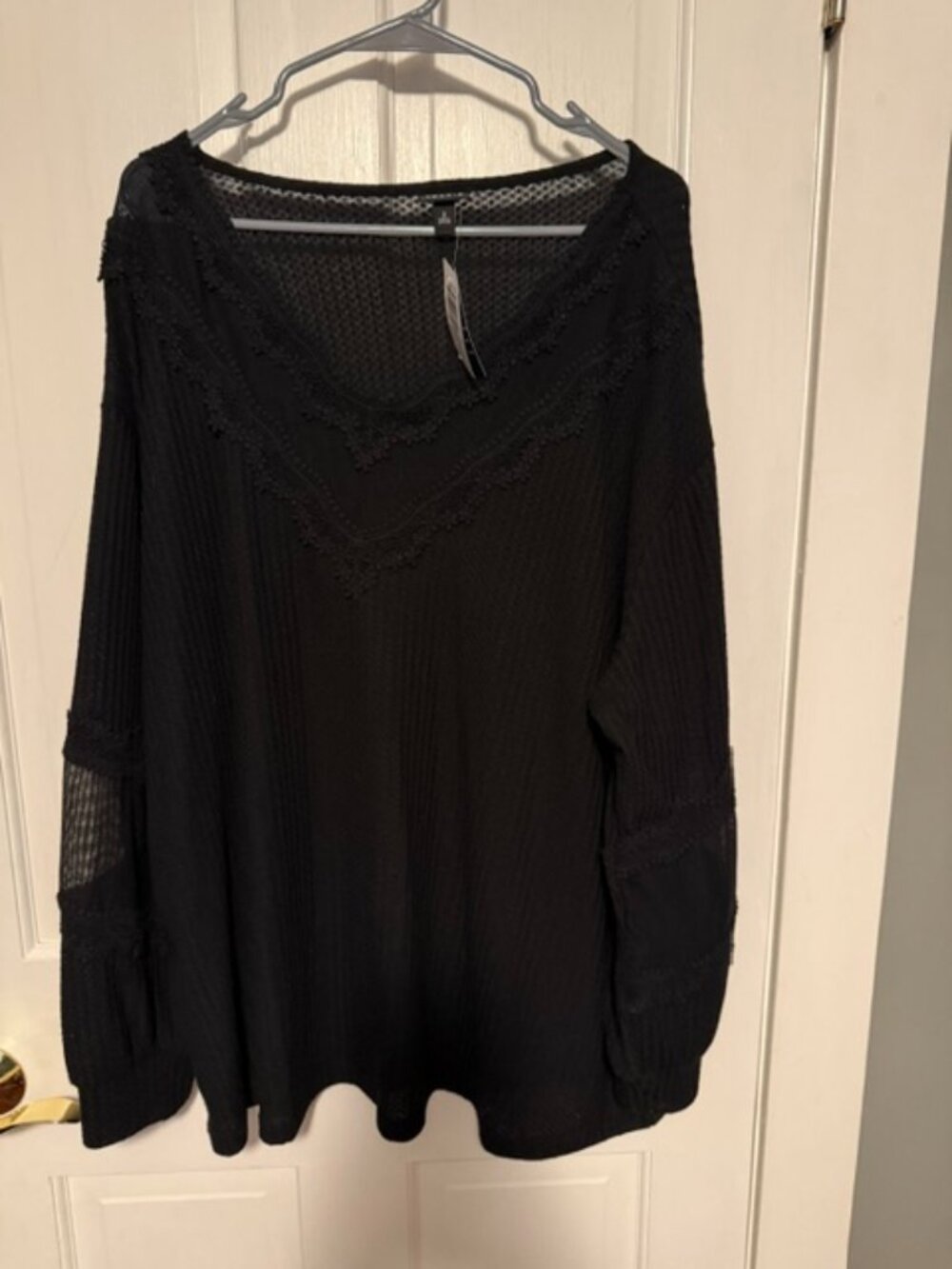 Torrid Waffle Knit Top with Lace Detail